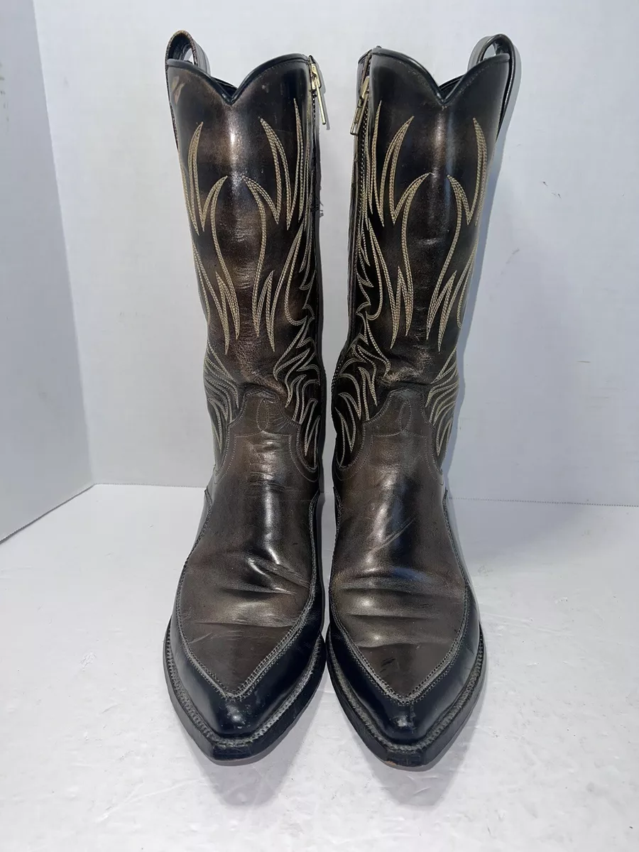Dan Post Men s Brown Leather Cowboy Boots 6580 Side Zip Size 7.5 D Womens 9 D
