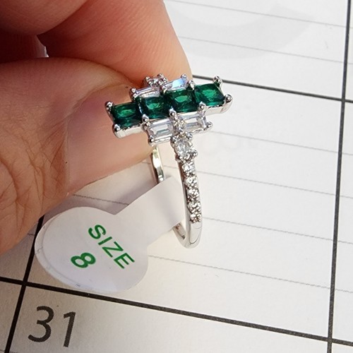 Bomb Party RBP5937 Emerald Rhodium Plated Ring Size 8 - Picture 7 of 8