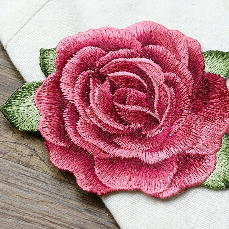 Embroidered Flower Patches Red Peony Sew on Applique Dress Clothing Badge Craft - Image 2 of 4