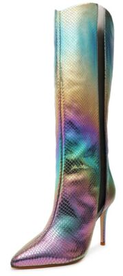 Schutz Maryana Rainbow Light Snake Embossed Pointed Toe High Heel