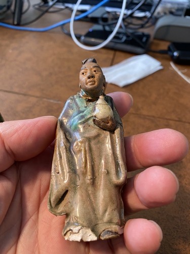 2 Antique Vintage Chinese Mudmen Figures - Picture 3 of 12