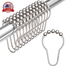 Shower Curtain Hooks Rings Stainless Steel Set of 12 Polished
