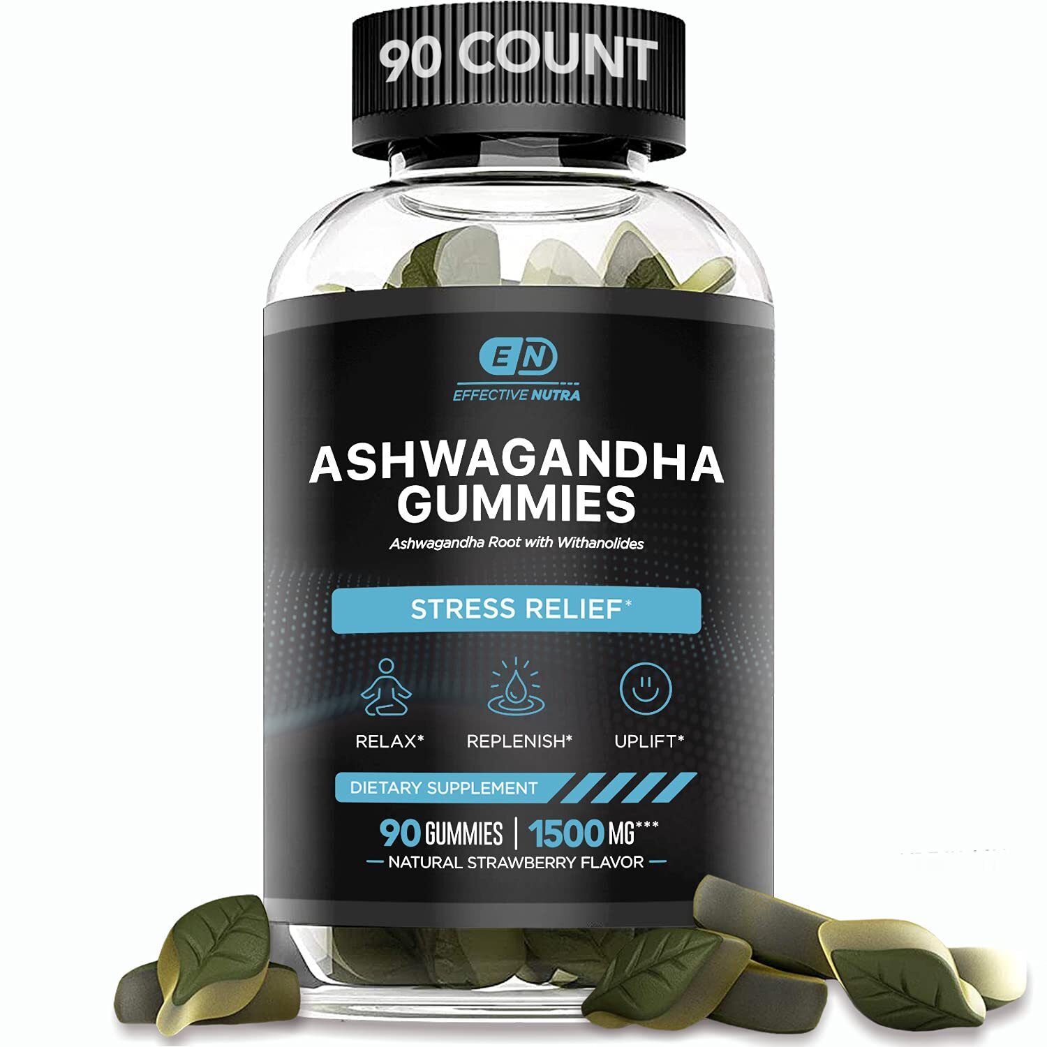 EFFECTIVE NUTRA Ashwagandha Gummies 1500mg | Stress Relief Immune Support Cal...