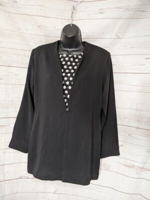 Set of 2 - Benzer Women's Blazer and Blouse Black Size XL