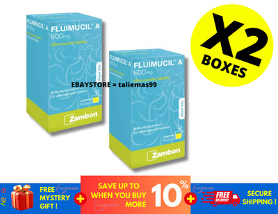 Fluimucil A 600mg Effervescent Tablet 10s Clear Phlegm Relief Cough X 2 BOXES