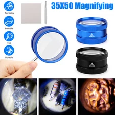 2pcs 35X Handheld Magnifying Glass Double Layer Lens Reading Magnifier Loupe