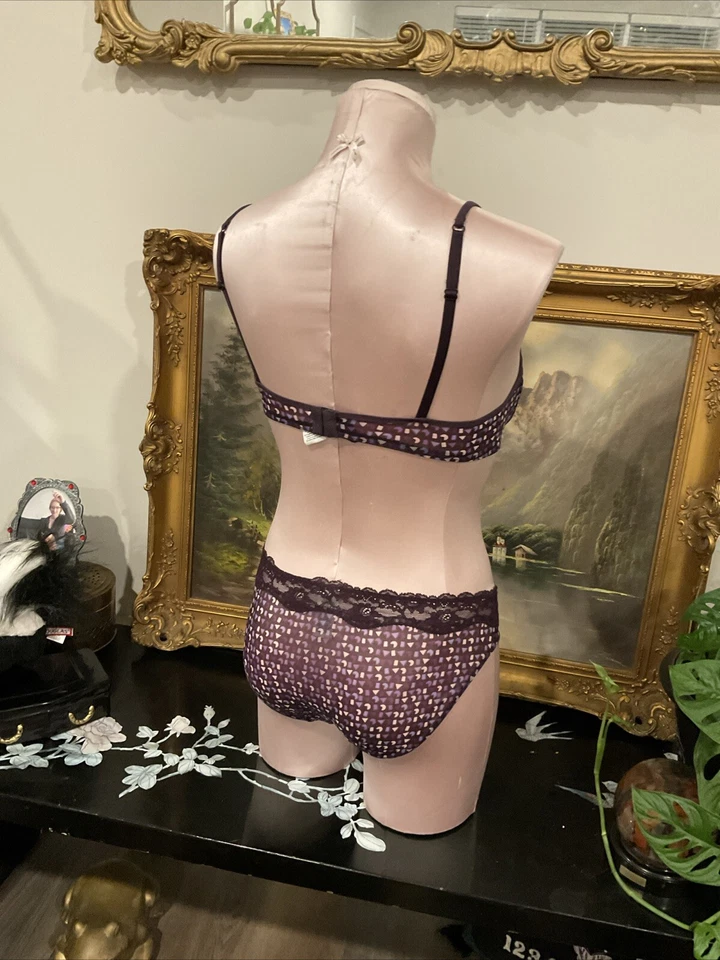 Conjunto de bragas/sujetador de bikini de malla métrica geográfica Calvin Klein de colección de los años 90 nuevo talla L/36B Foto 2 de 2