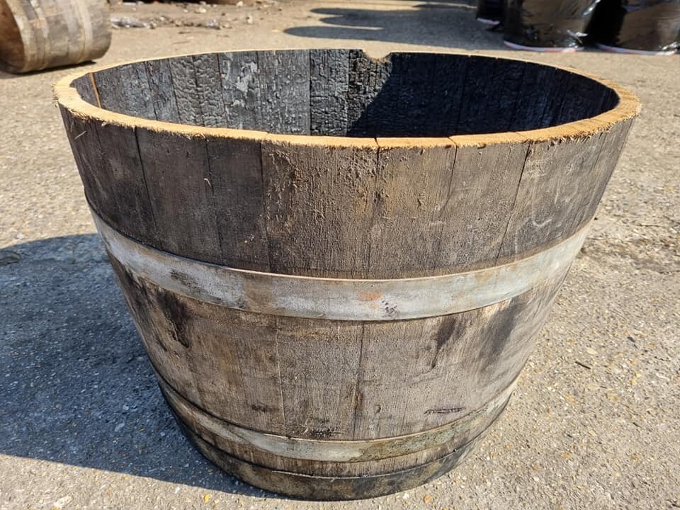 Genuine Large Half Oak Wine Barrel Planter Flower Tree Veg Pots Garden ...