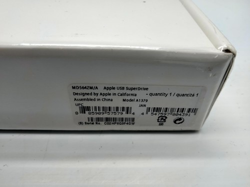 New Sealed Apple USB SuperDrive MD564ZM/A External Optical Drive A1379 - Afbeelding 3 van 3