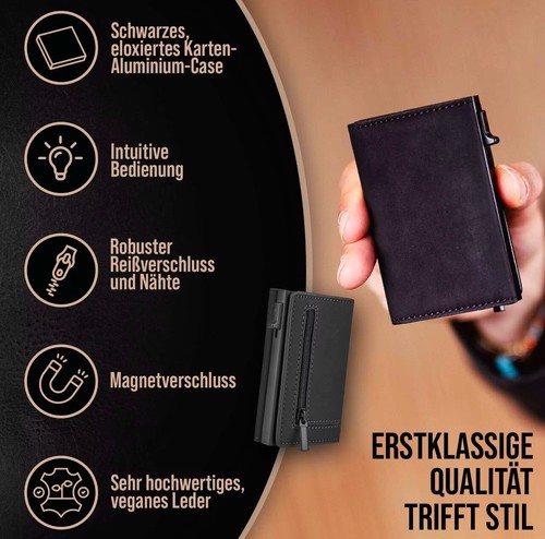 Kartenetui mit RFID Schutz Wallet Kunstleder Geldbörse Portemonnaie Geldbeutel - Bild 4 von 5