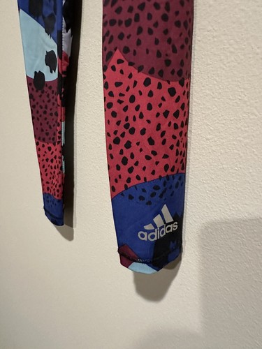 Adidas Leggings Girls 5 Athletic School Play Stretch Pink Blue Geometric Pull On - Picture 4 of 6