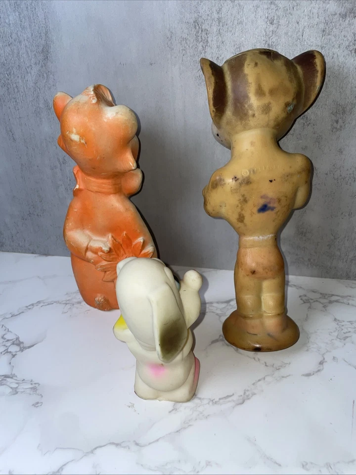 Vintage Rubber Toys 1960s Lot Of 3: Mighty Mouse, Bear, Dog - Image 4 of 4