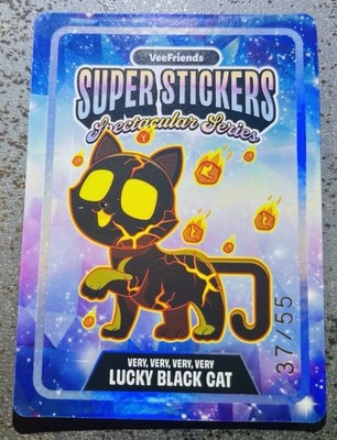 Very Very Very Very Lucky Black Cat Lava Hologram /55 Veefriends Super Stickers