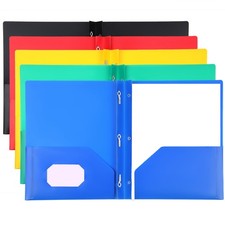 Pocket Folders With Prongs, Letter Size, Office Supplies, Multicolor