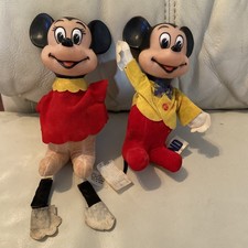 Pair 1940s Walt Disney's Minnie Mickey Mouse GUND Plush Stuffed Doll