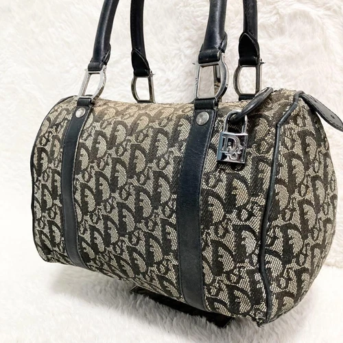 Sac à main Dior Trotter Mini Boston D métal ajusté toile gris