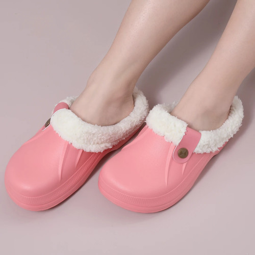 Comwarm Winter Damen Fuzzy Clogs Hausschuhe Gartenschuhe Weiche Sohle Wasserdicht. - Bild 12 von 28
