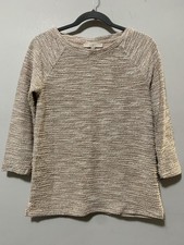 Ann Taylor LOFT Women XS Beige 3/4 Sleeve Soft Knit Sweater Classic Comfy Cute