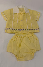 Vintage Baby Boy Yellow Diaper Cover and Shirt Infant