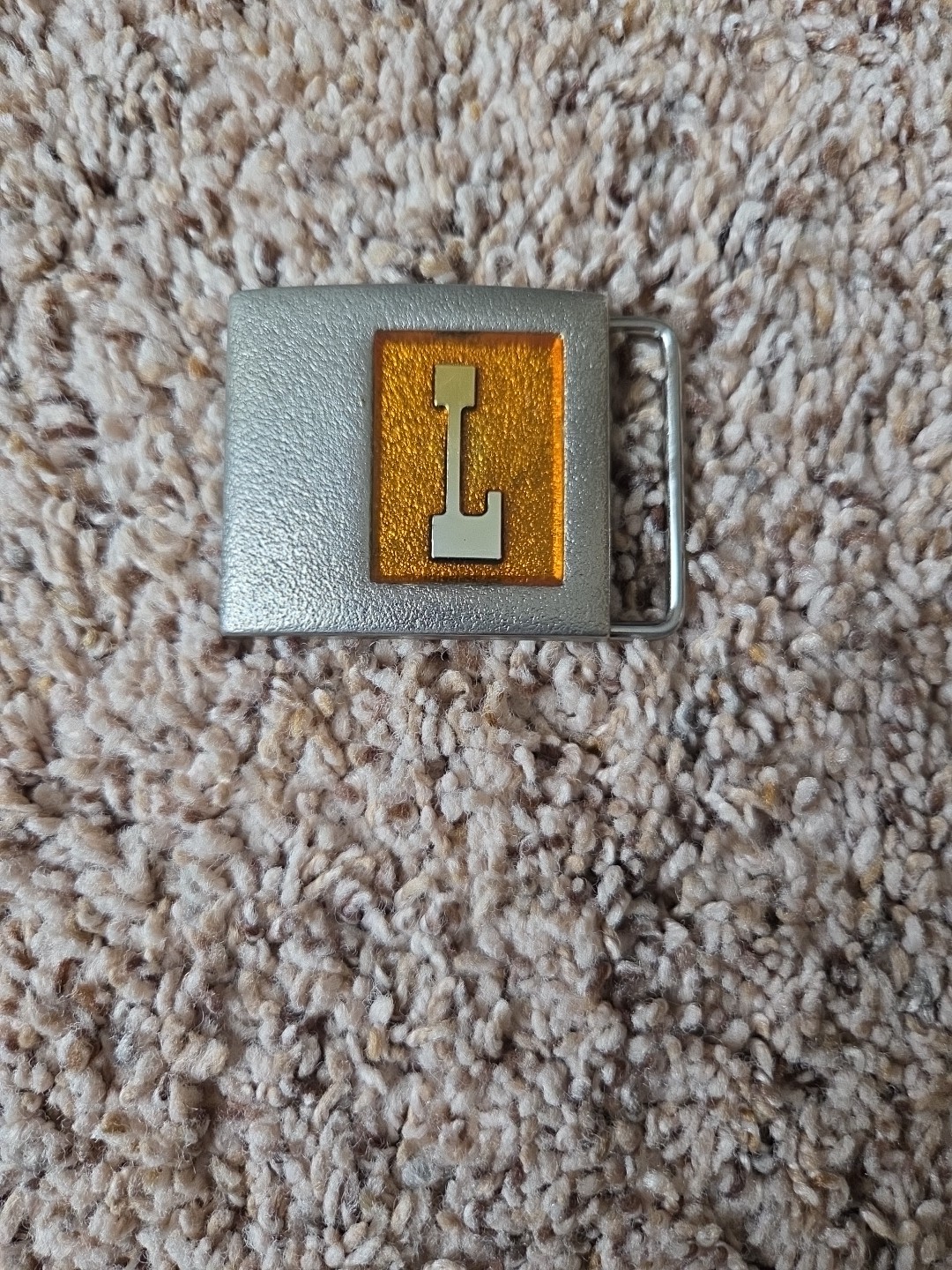 Vintage Lee N.Y. Letter L Monogram Belt Buckle 2" x 1.75"  retro brass USA  thumbnail 4