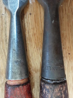 Stanley socket chisels 750 size 2 with handles 2 without