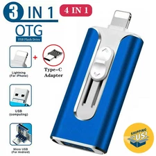 3-IN-1 USB3.0 Flash Drive Disk Storage 1TB 2TB Memory Stick For iPhone iPad PC