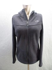 The North Face Size M Women Gray Fleece Shell Hooded Full Zip Outdoor Jacket 583
