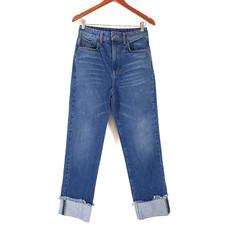 Carmar High Rise SIZE 28 Cropped Sewn Cuff Blue Denim Jeans Quality USA MADE