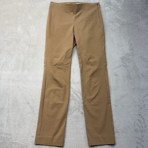 White House Black Market Pants Womens 0 Short Slim Trousers Tan Side Zip Stretch