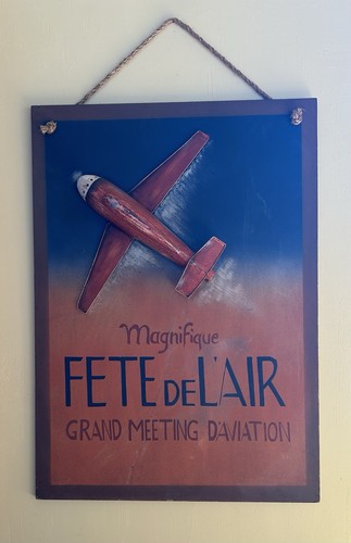 VINTAGE PARIS AVIATION WOOD SIGN - Picture 2 of 5