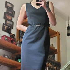 Holt Renfrew Vintage Little Black Dress With Leather Belt - Size 4