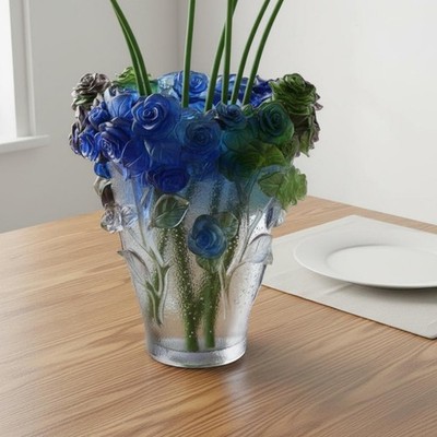 Liuli Kristall Vase Handarbeit farbige Glasur Blütenvase alte Handwerkskunst