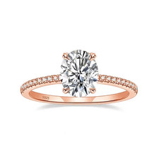 1/2/3Ct D Color Oval Cut Moissanite Ring S925 Sterling Sliver Plated 18K White G