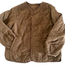 Uniqlo Kid's Size 7-8 Lightweight Brown Snap Quilted Puffer Jacket Pockets