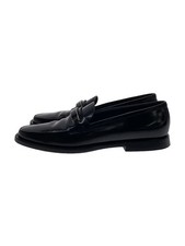 PRADA Logo Plate Brushed Leather Loafer Loafers 36.5 BLK Leather