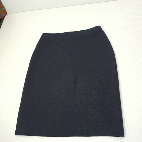 Vintage David Lawrence Wool Skirt Size M Medium Dark Navy Blue Elastic Waist - Picture 10 of 10
