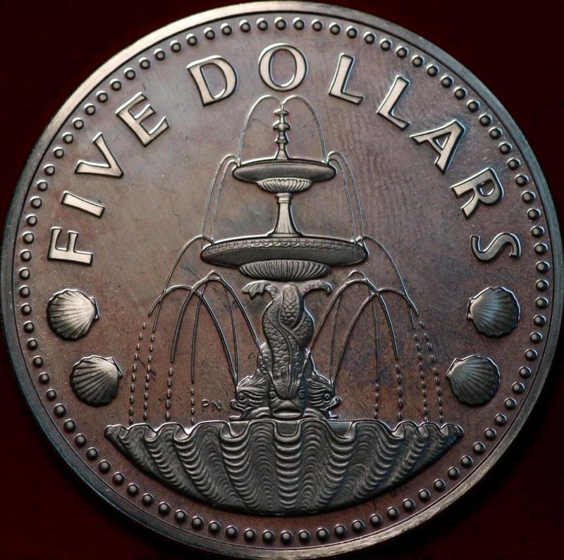 Uncirculated Proof 1974 Barbados $5 Silver Foreign Coin