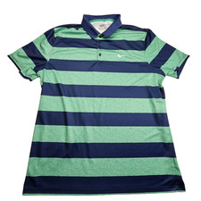 Nike Golf Standard Fit Dri-Fit Mens XL Polo Shirt Short Sleeve Blue Green Stripe