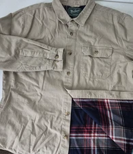 Woolrich Jacket Mens XL Tan Canvas Green Label Collection Flannel Lined Shacket