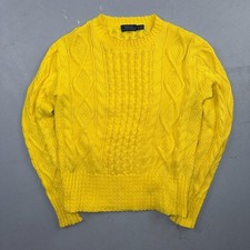 Polo Ralph Lauren Cable Knit Crew Neck Cotton Sweater Women s XS Yellow