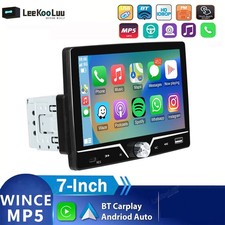 7" Single 1Din Touch Screen Stereo Radio Car Apple/Android Carplay GPS Bluetooth