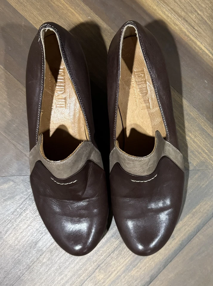 Mocasín Fidji Mujer Sin Cordones Tacón Bajo Cuero Suave Portugal Talla 38.5 EE. UU. 9 Marrón Foto 3 de 4