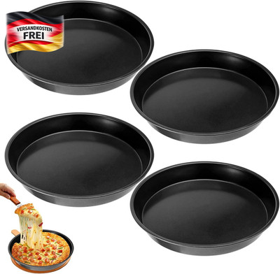 Runde Backbleche 28 cm Antihaft für Pizza Kuchen gebäck Set 4 Stück