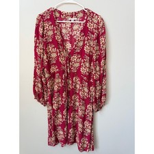 American Eagle Size XL Outfitters Boho Floral Tie Front Festival Dress Magenta
