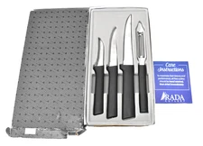 Rada Cutlery G205 4 Piece Meal Prep Knife Set Stainless Steel w Black Handles