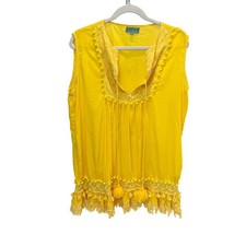 Antica Sartoria Giacomo Cinque Yellow Cotton Lace Tassel Pom Pom Dress Size L/XL