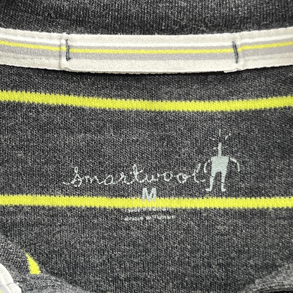 Smartwool Sweater Men Medium Gray Stripe Quarter Zip Merino Wool Outdoor Base - Image 3 of 4