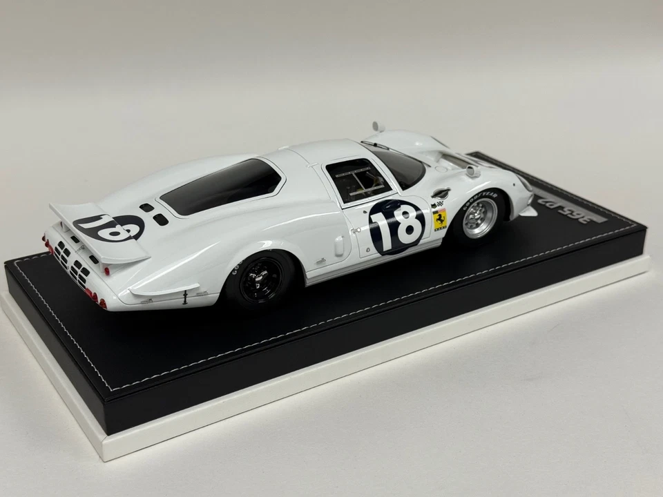 1/18 AB Models Ferrari 365 P2 White Elephant Car #18 1966 Le Mans 80 pieces - Image 3 of 4