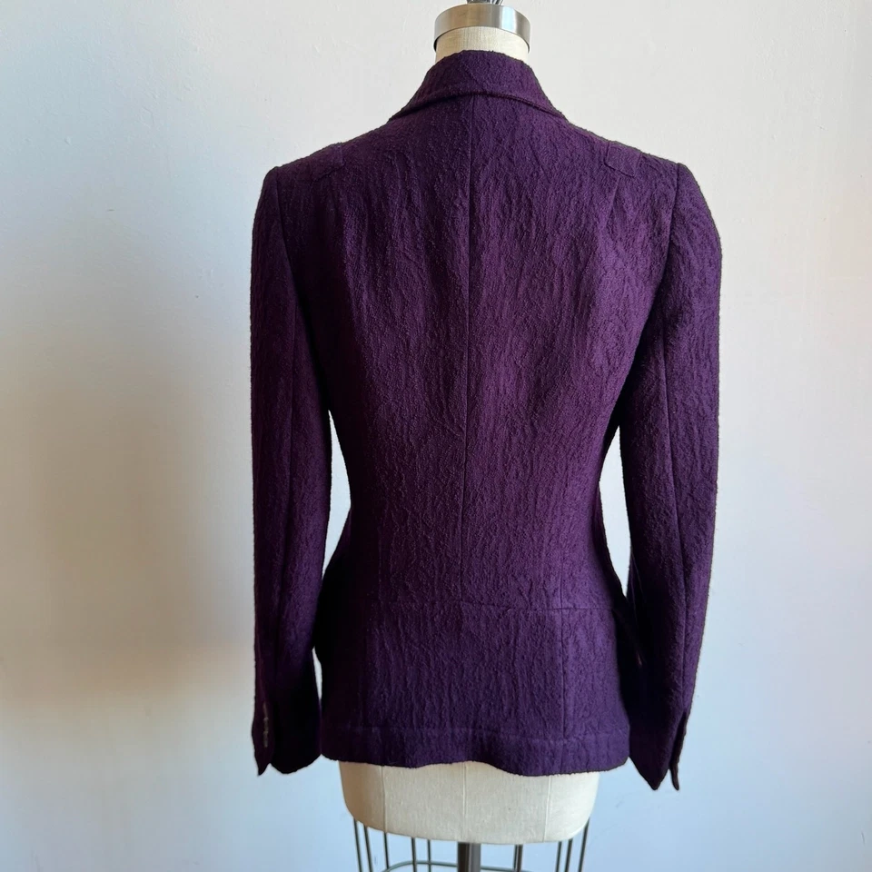 Blazer ANN DEMEULEMEESTER Asimétrico Púrpura Texturizado Mezcla Lana/Seda - EE. UU. 4 Foto 3 de 4