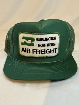 #ad Vintage Burlington Northern Snap Back Trucker Hat Green Patch Railroad $18.00